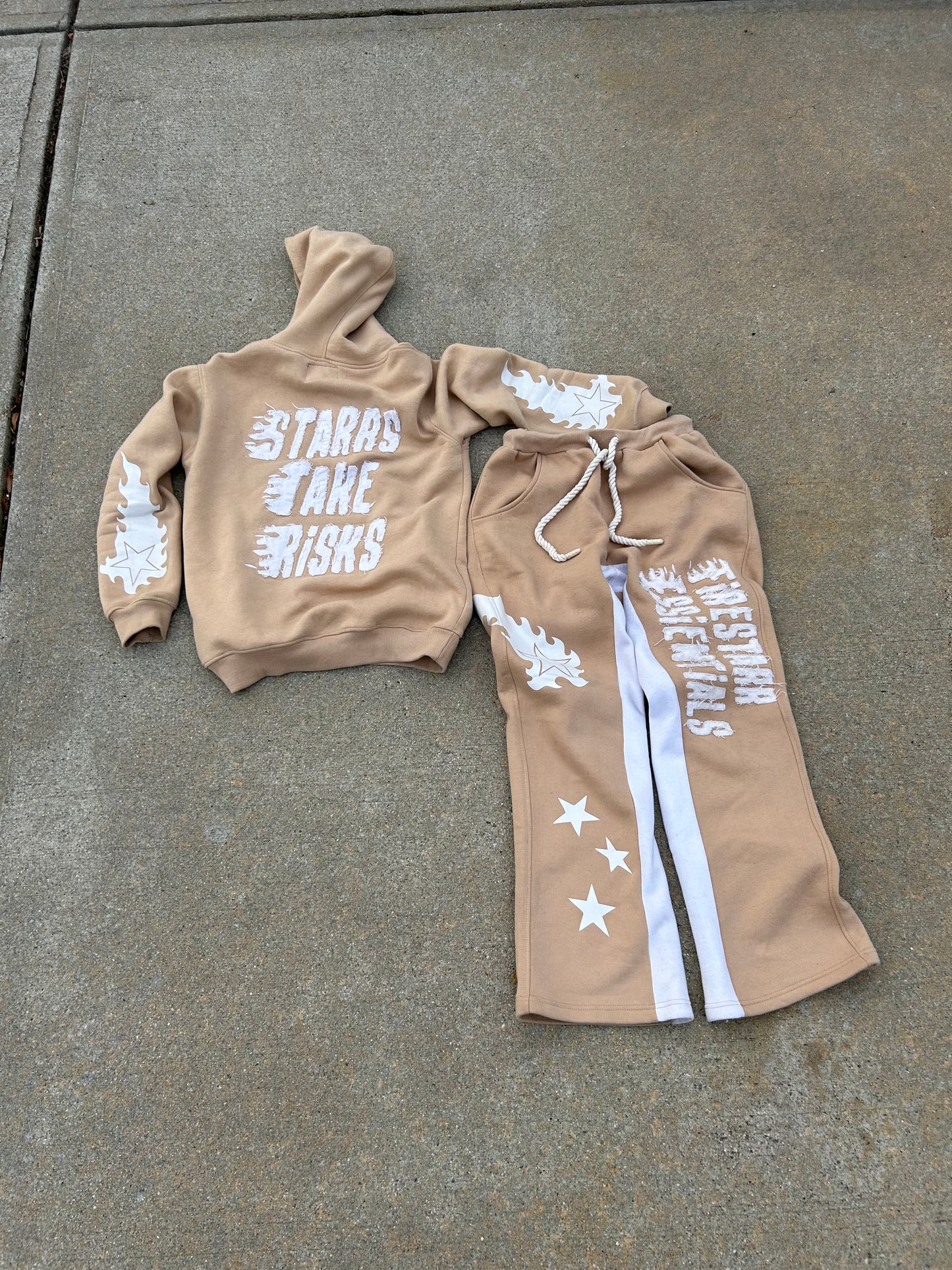 Light brown/white flare sweats